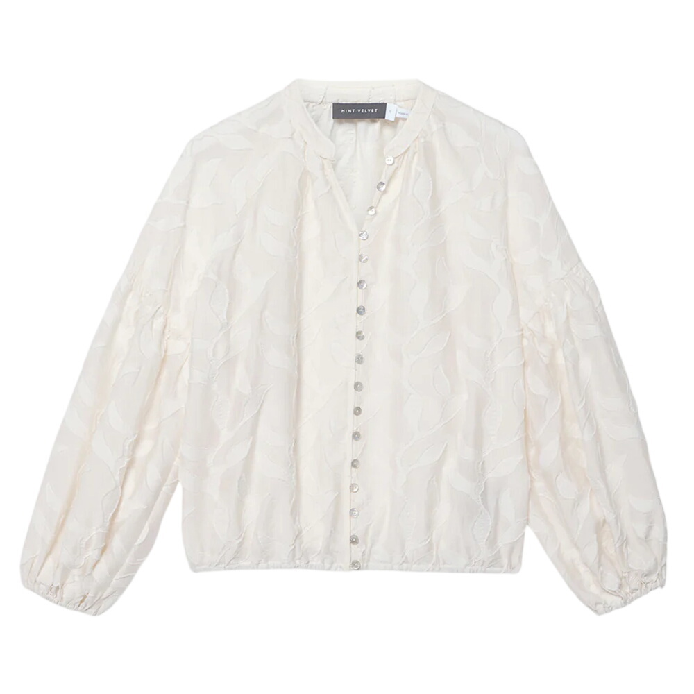 Mint Velvet Cream Floral Jacquard Blouse